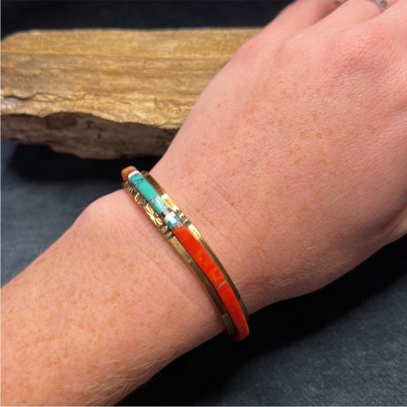 Colorful Inlay Bangle Bracelet - Picture 7 of 9
